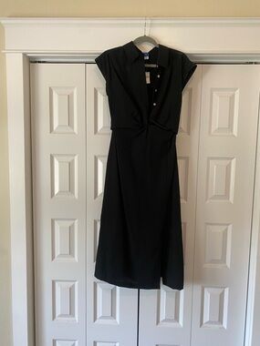 Old Navy Black Midi Dress with Twist-Front